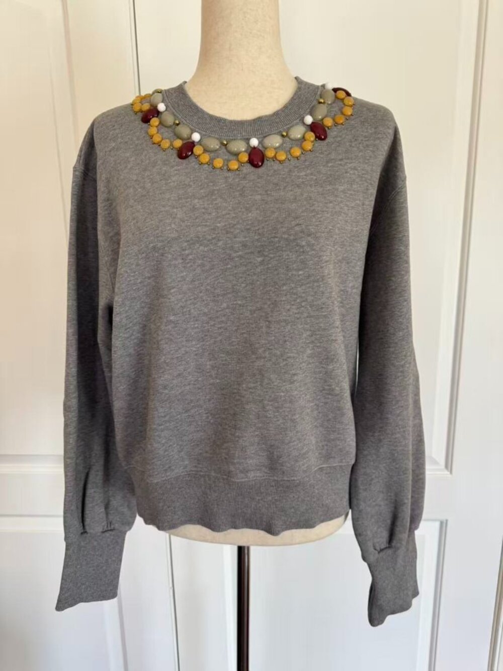 100% Authentic Burberry London Gray Embellished Crew Neck Sweatshirt, Size L